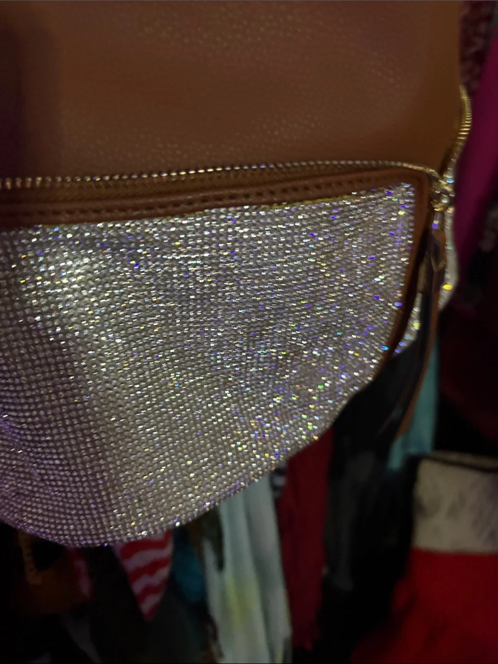 Women’s Brown Tote Bag with Crystal Accent